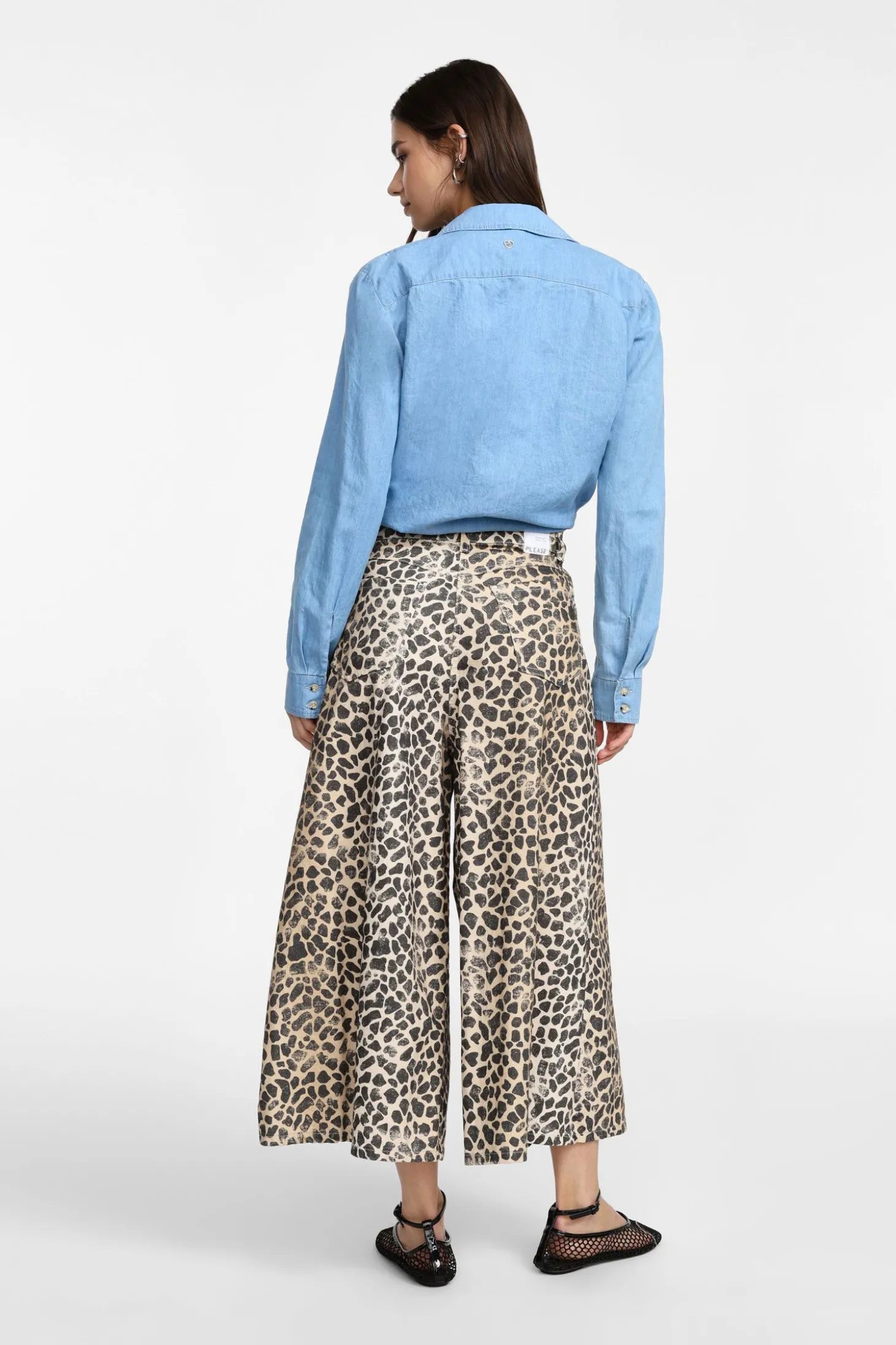 Pantalón culotte con estampado animal