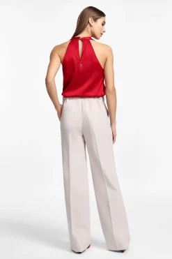 Pantalón de cintura ancha con cierre asimétrico