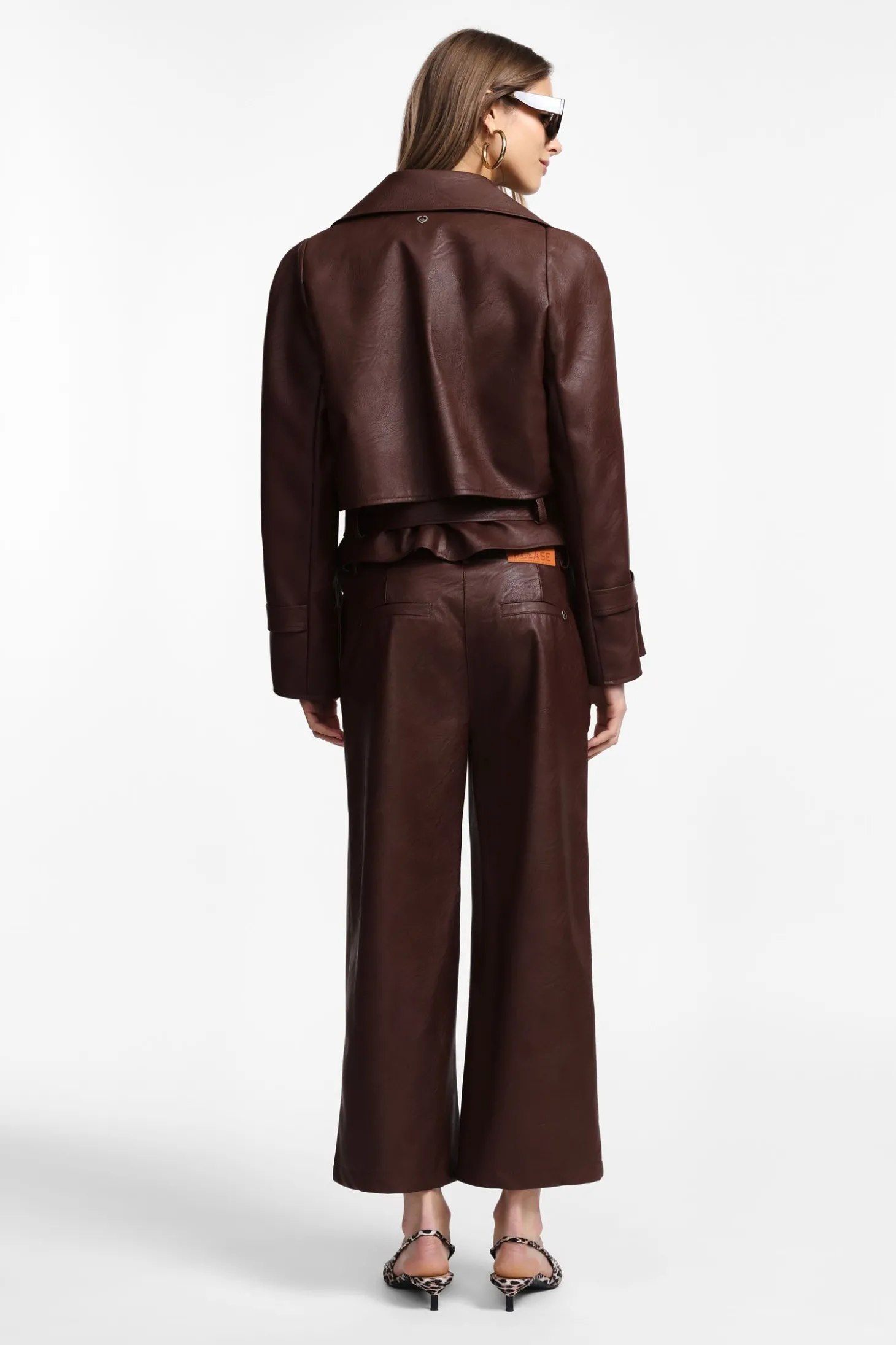 Pantalones de cuero sintético pierna ancha