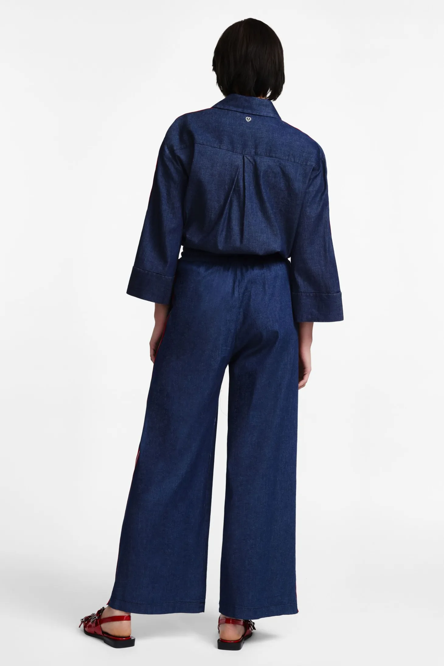 Pantalones palazzo con rayas laterales