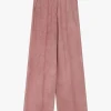 Pantalones palazzo efecto suede de talle alto