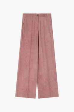 Pantalones palazzo efecto suede de talle alto