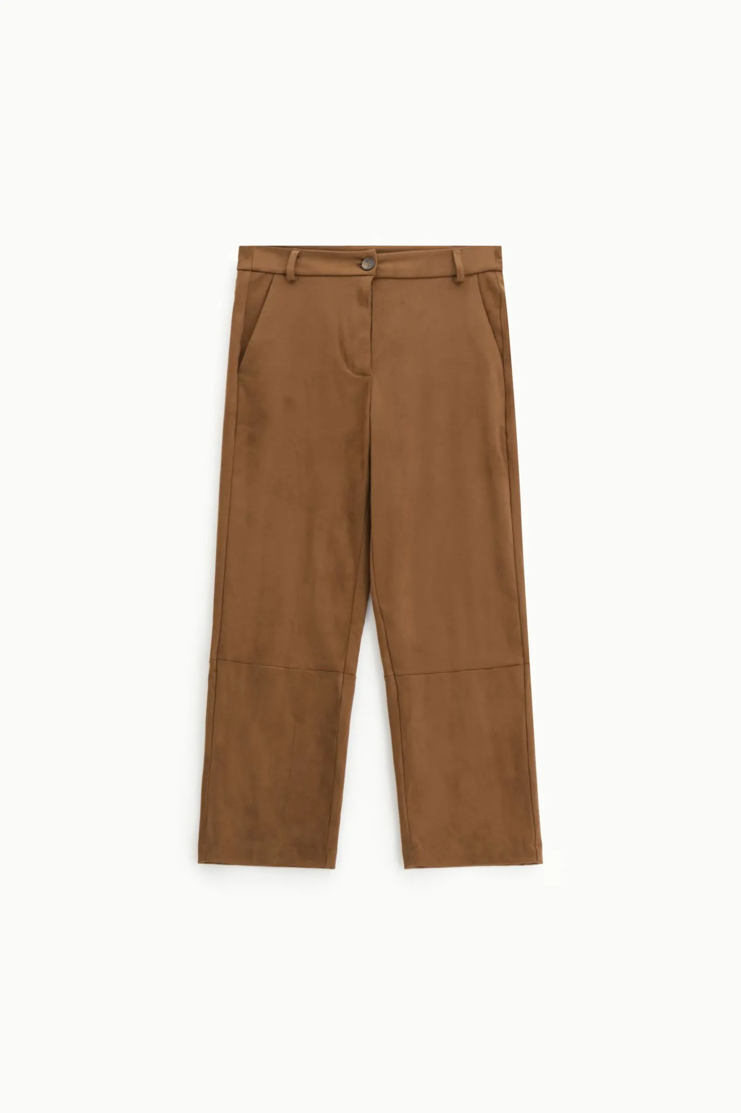 Pantalones recortados tiro medio efecto suede