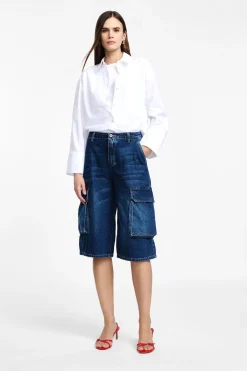 Shorts cargo hasta la rodilla con bolsillos