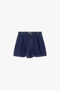 Shorts de denim con cintura alta y bolsillos