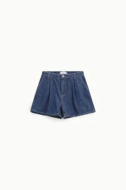 Shorts de denim con cintura alta y bolsillos
