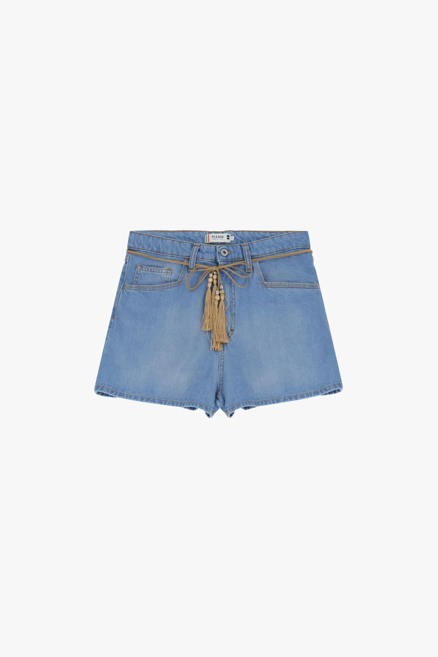Shorts regulares con cordón y borlas