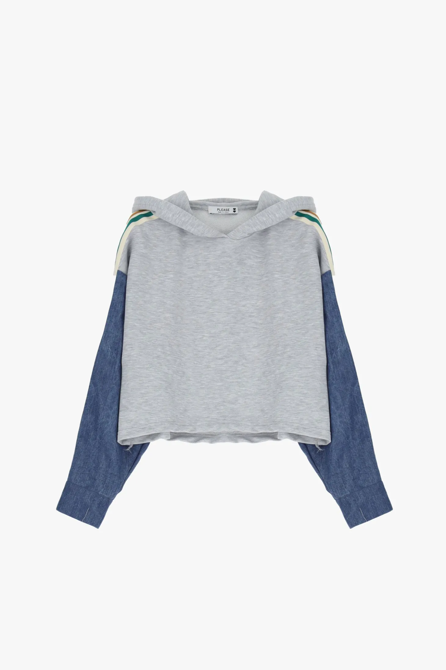 Sudadera con capucha y mangas vaqueras