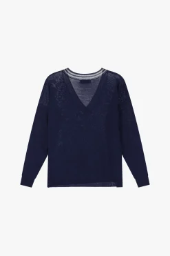 Suéter con cuello en v profilado