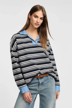 Suéter de rayas cuello polo