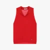 Top de punto sin mangas con cuello polo
