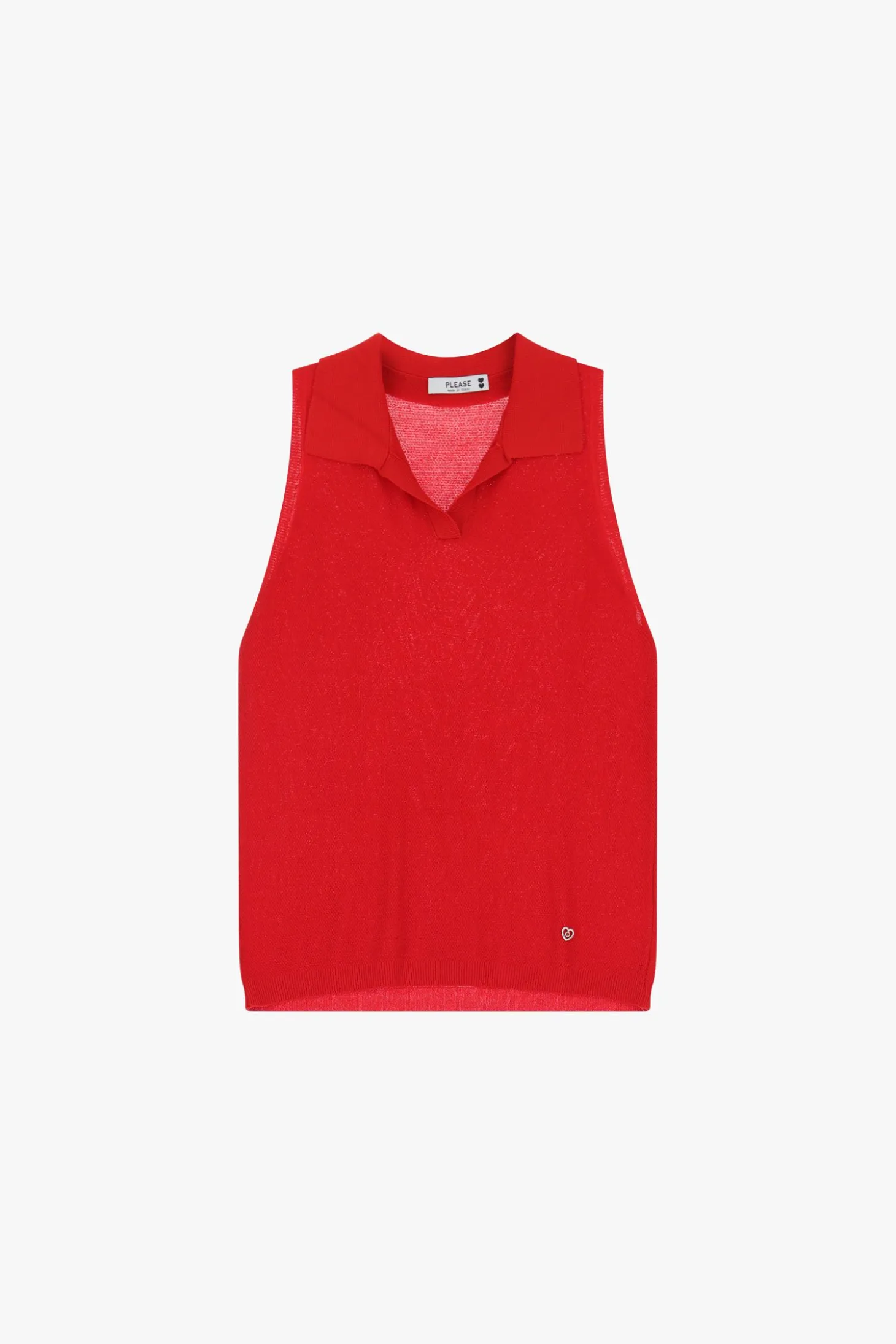 Top de punto sin mangas con cuello polo