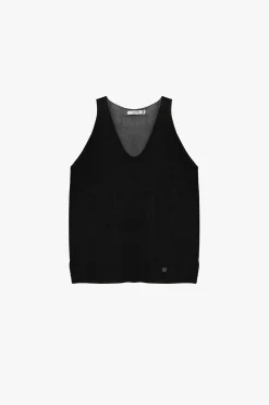 Top de punto sin mangas cuello v