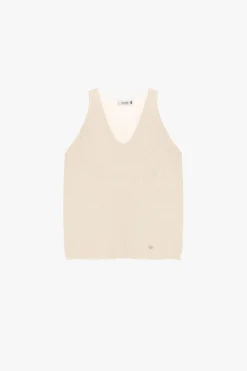 Top de punto sin mangas cuello v