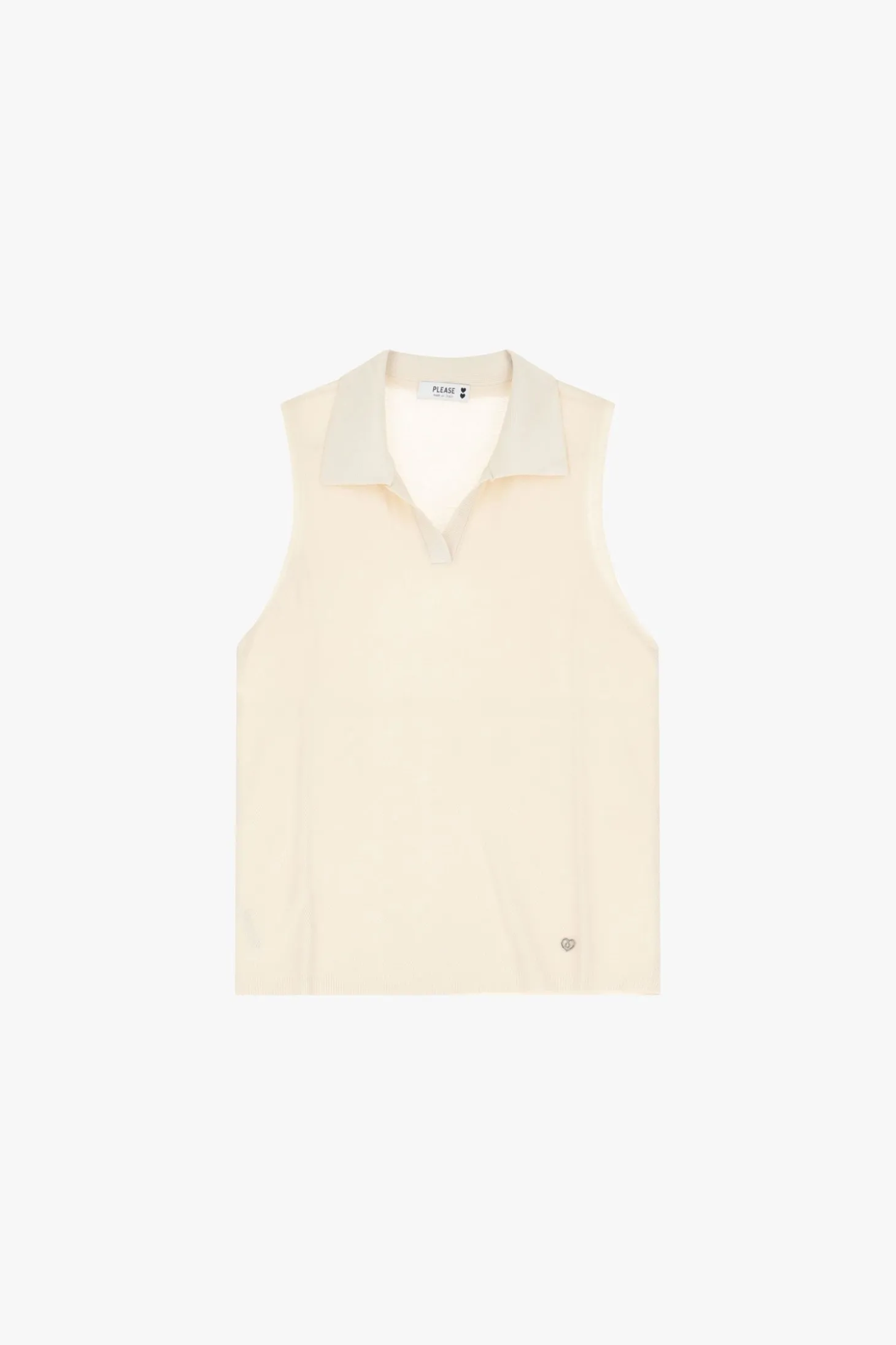 Top de punto sin mangas con cuello polo