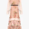 Vestido largo floral manga larga