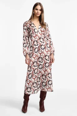 Vestido midi con estampado vibrante