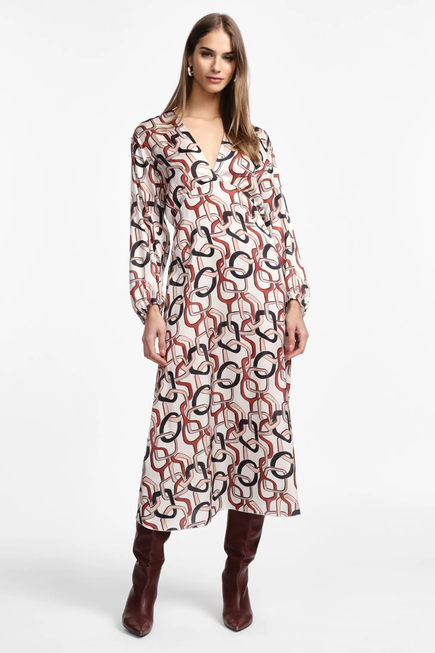 Vestido midi con estampado vibrante